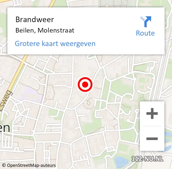 Locatie op kaart van de 112 melding: Brandweer Beilen, Molenstraat op 13 augustus 2021 12:45