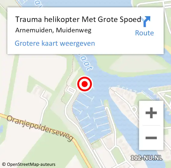 Locatie op kaart van de 112 melding: Trauma helikopter Met Grote Spoed Naar Arnemuiden, Muidenweg op 13 augustus 2021 12:47