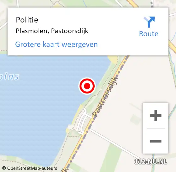 Locatie op kaart van de 112 melding: Politie Plasmolen, Pastoorsdijk op 13 augustus 2021 14:43