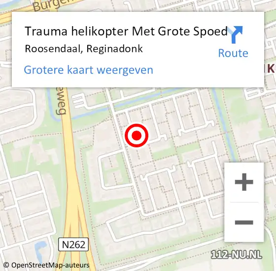 Locatie op kaart van de 112 melding: Trauma helikopter Met Grote Spoed Naar Roosendaal, Reginadonk op 13 augustus 2021 16:10