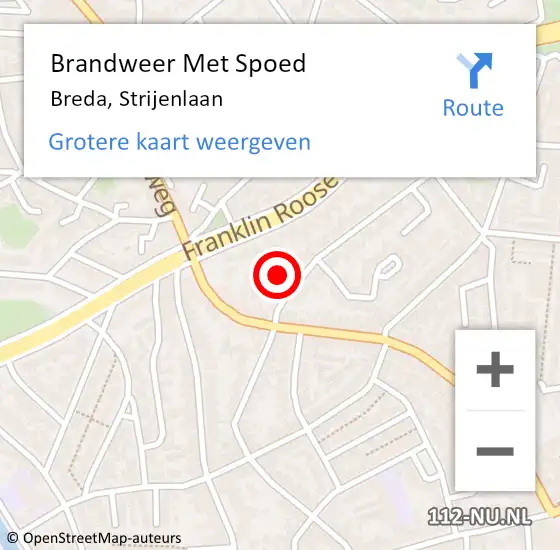 Locatie op kaart van de 112 melding: Brandweer Met Spoed Naar Breda, Strijenlaan op 13 augustus 2021 18:34