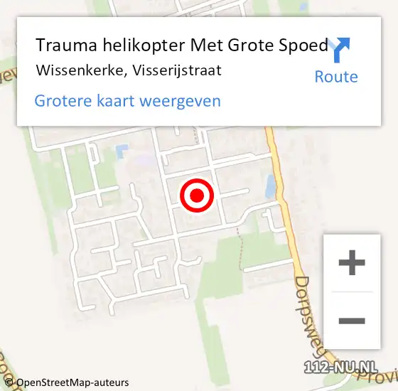 Locatie op kaart van de 112 melding: Trauma helikopter Met Grote Spoed Naar Wissenkerke, Visserijstraat op 13 augustus 2021 19:13