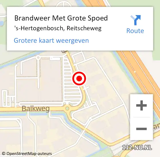 Locatie op kaart van de 112 melding: Brandweer Met Grote Spoed Naar 's-Hertogenbosch, Reitscheweg op 13 augustus 2021 21:15
