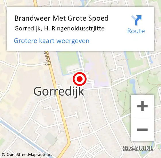 Locatie op kaart van de 112 melding: Brandweer Met Grote Spoed Naar Gorredijk, H. Ringenoldusstrjitte op 14 augustus 2021 13:25