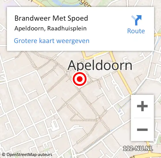 Locatie op kaart van de 112 melding: Brandweer Met Spoed Naar Apeldoorn, Raadhuisplein op 14 augustus 2021 17:45