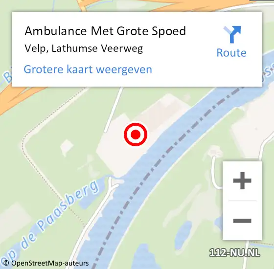 Locatie op kaart van de 112 melding: Ambulance Met Grote Spoed Naar Velp, Lathumse Veerweg op 14 augustus 2021 20:45