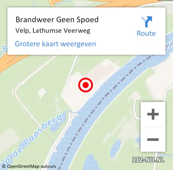 Locatie op kaart van de 112 melding: Brandweer Geen Spoed Naar Velp, Lathumse Veerweg op 14 augustus 2021 20:49
