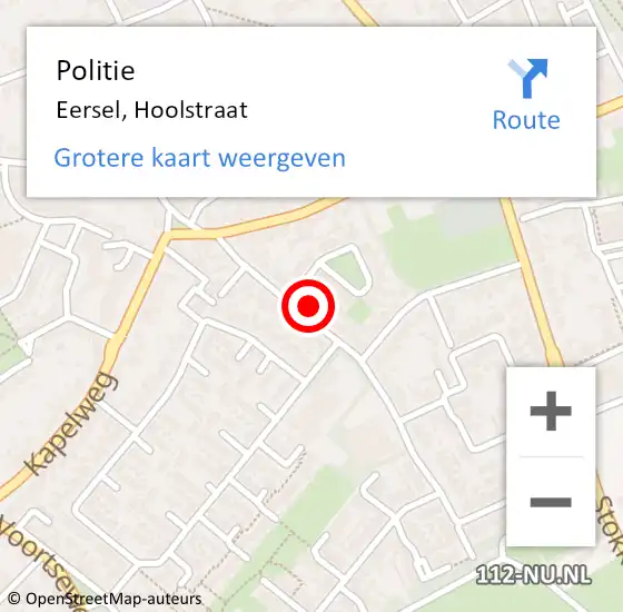 Locatie op kaart van de 112 melding: Politie Eersel, Hoolstraat op 14 augustus 2021 22:59