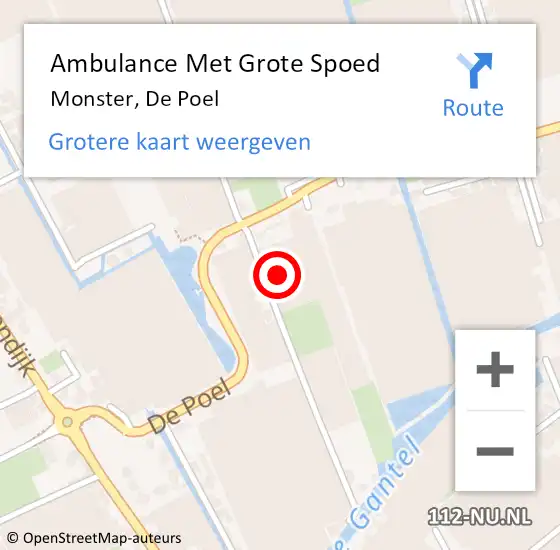 Locatie op kaart van de 112 melding: Ambulance Met Grote Spoed Naar Monster, De Poel op 15 augustus 2021 02:46