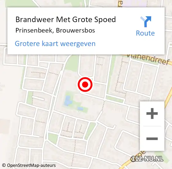 Locatie op kaart van de 112 melding: Brandweer Met Grote Spoed Naar Prinsenbeek, Brouwersbos op 15 augustus 2021 06:00