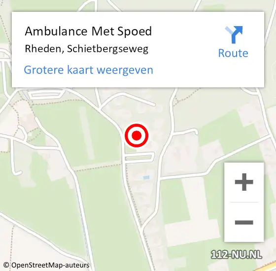 Locatie op kaart van de 112 melding: Ambulance Met Spoed Naar Rheden, Schietbergseweg op 15 augustus 2021 10:08