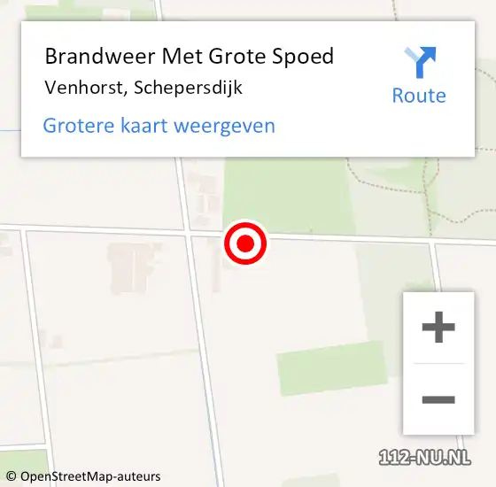 Locatie op kaart van de 112 melding: Brandweer Met Grote Spoed Naar Venhorst, Schepersdijk op 15 augustus 2021 11:29