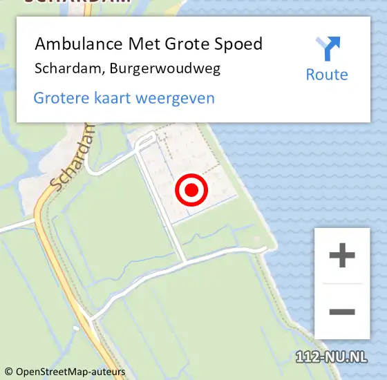 Locatie op kaart van de 112 melding: Ambulance Met Grote Spoed Naar Schardam, Burgerwoudweg op 15 augustus 2021 14:47