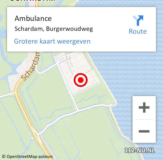 Locatie op kaart van de 112 melding: Ambulance Schardam, Burgerwoudweg op 15 augustus 2021 14:48