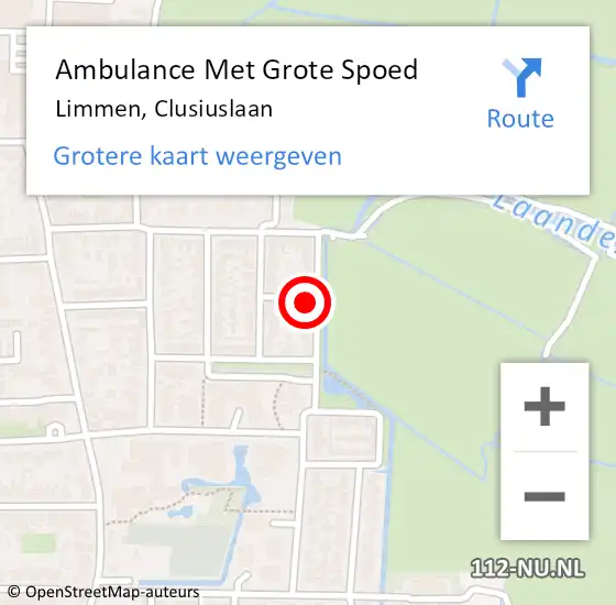Locatie op kaart van de 112 melding: Ambulance Met Grote Spoed Naar Limmen, Clusiuslaan op 15 augustus 2021 15:36
