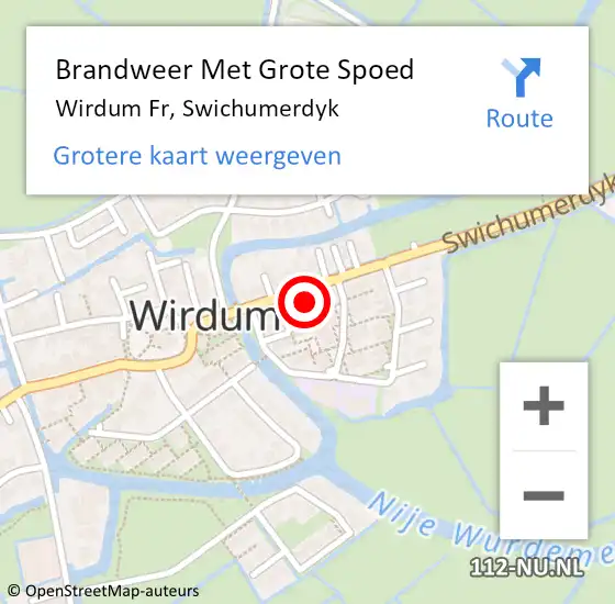 Locatie op kaart van de 112 melding: Brandweer Met Grote Spoed Naar Wirdum Fr, Swichumerdyk op 19 juni 2014 20:06