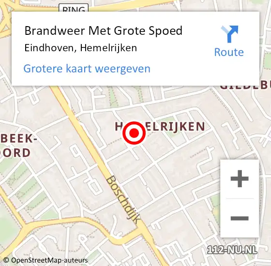 Locatie op kaart van de 112 melding: Brandweer Met Grote Spoed Naar Eindhoven, Hemelrijken op 15 augustus 2021 20:50