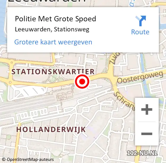 Locatie op kaart van de 112 melding: Politie Met Grote Spoed Naar Leeuwarden, Stationsweg op 15 augustus 2021 21:38