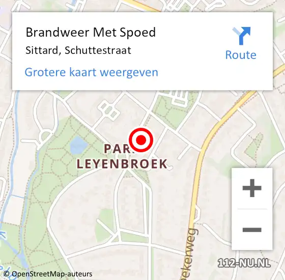 Locatie op kaart van de 112 melding: Brandweer Met Spoed Naar Sittard, Schuttestraat op 15 augustus 2021 21:41