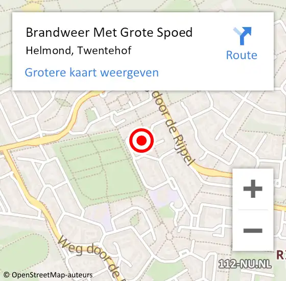 Locatie op kaart van de 112 melding: Brandweer Met Grote Spoed Naar Helmond, Twentehof op 15 augustus 2021 23:54