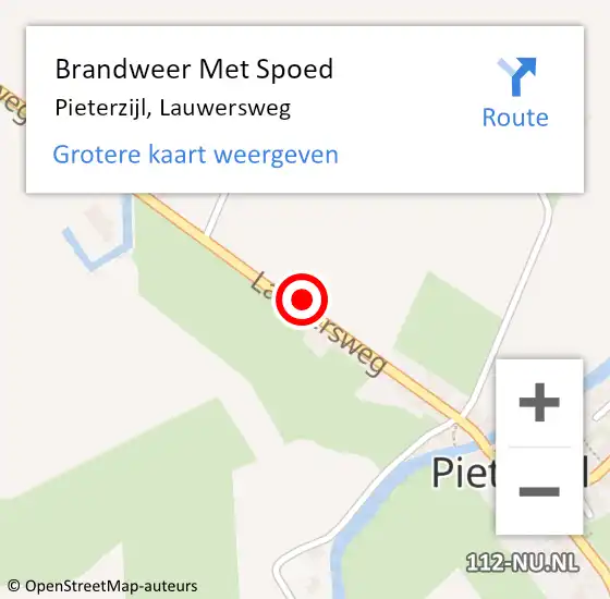 Locatie op kaart van de 112 melding: Brandweer Met Spoed Naar Pieterzijl, Lauwersweg op 16 augustus 2021 00:49