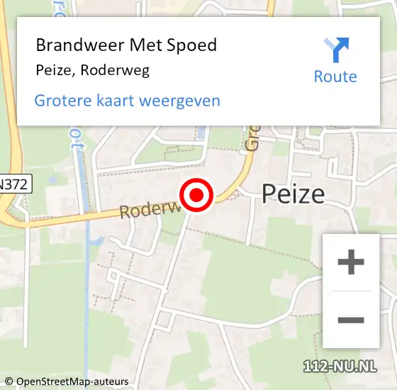 Locatie op kaart van de 112 melding: Brandweer Met Spoed Naar Peize, Roderweg op 16 augustus 2021 10:36