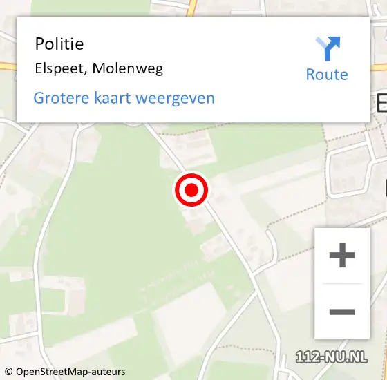 Locatie op kaart van de 112 melding: Politie Elspeet, Molenweg op 16 augustus 2021 11:41