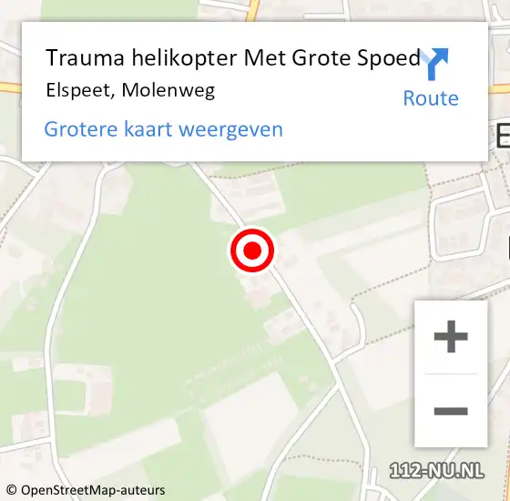 Locatie op kaart van de 112 melding: Trauma helikopter Met Grote Spoed Naar Elspeet, Molenweg op 16 augustus 2021 11:42