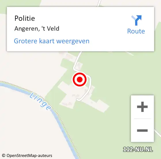 Locatie op kaart van de 112 melding: Politie Angeren, 't Veld op 16 augustus 2021 15:17