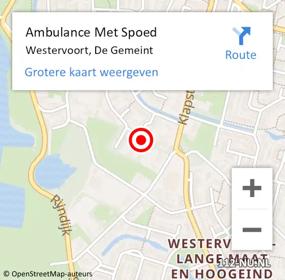 Locatie op kaart van de 112 melding: Ambulance Met Spoed Naar Westervoort, De Gemeint op 17 augustus 2021 01:06