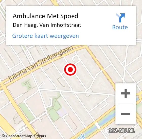 Locatie op kaart van de 112 melding: Ambulance Met Spoed Naar Den Haag, Van Imhoffstraat op 17 augustus 2021 02:44
