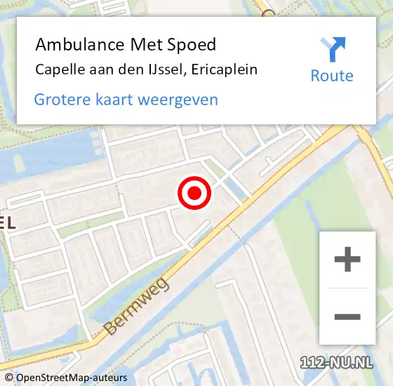 Locatie op kaart van de 112 melding: Ambulance Met Spoed Naar Capelle aan den IJssel, Ericaplein op 17 augustus 2021 07:17