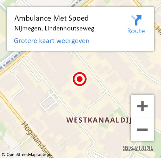Locatie op kaart van de 112 melding: Ambulance Met Spoed Naar Nijmegen, Lindenhoutseweg op 17 augustus 2021 09:46