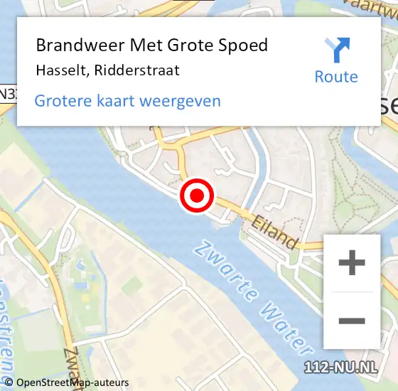 Locatie op kaart van de 112 melding: Brandweer Met Grote Spoed Naar Hasselt, Ridderstraat op 17 augustus 2021 11:03