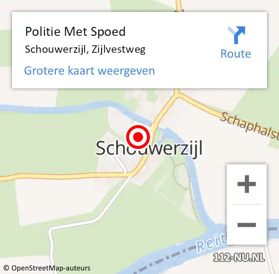 Locatie op kaart van de 112 melding: Politie Met Spoed Naar Schouwerzijl, Zijlvestweg op 17 augustus 2021 15:02