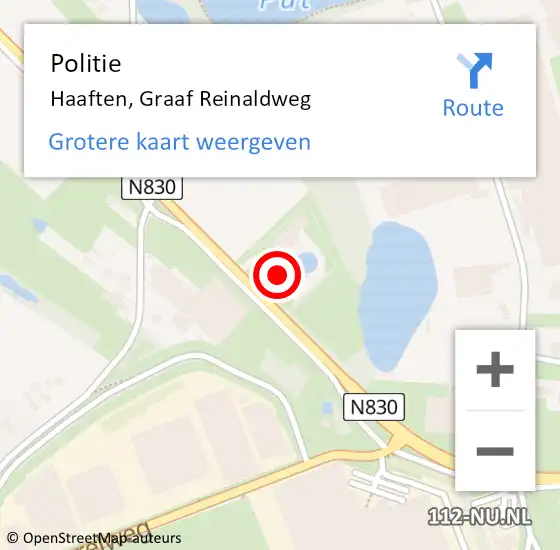 Locatie op kaart van de 112 melding: Politie Haaften, Graaf Reinaldweg op 17 augustus 2021 15:57