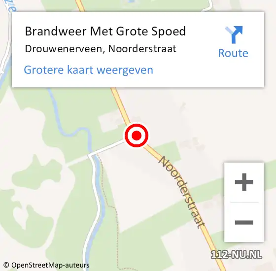 Locatie op kaart van de 112 melding: Brandweer Met Grote Spoed Naar Drouwenerveen, Noorderstraat op 17 augustus 2021 15:58