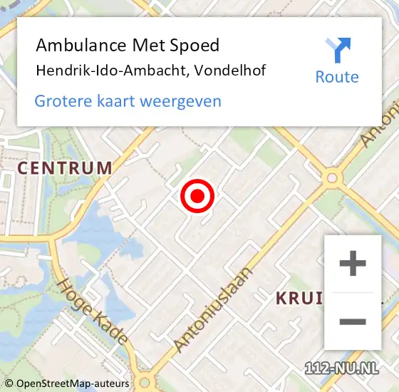 Locatie op kaart van de 112 melding: Ambulance Met Spoed Naar Hendrik-Ido-Ambacht, Vondelhof op 17 augustus 2021 16:59