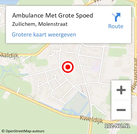 Locatie op kaart van de 112 melding: Ambulance Met Grote Spoed Naar Zuilichem, Molenstraat op 17 augustus 2021 22:06