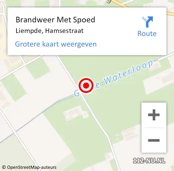 Locatie op kaart van de 112 melding: Brandweer Met Spoed Naar Liempde, Hamsestraat op 17 augustus 2021 22:09
