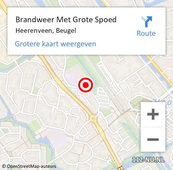 Locatie op kaart van de 112 melding: Brandweer Met Grote Spoed Naar Heerenveen, Beugel op 17 augustus 2021 23:51