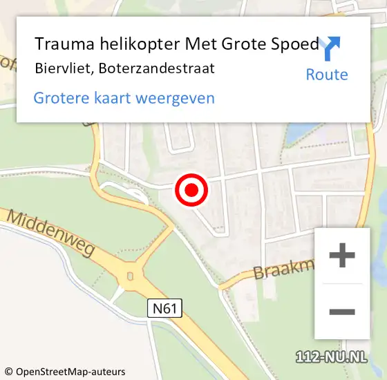 Locatie op kaart van de 112 melding: Trauma helikopter Met Grote Spoed Naar Biervliet, Boterzandestraat op 18 augustus 2021 00:12