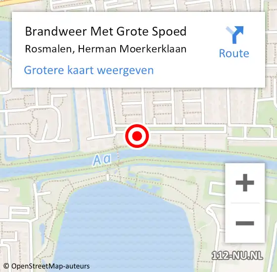 Locatie op kaart van de 112 melding: Brandweer Met Grote Spoed Naar Rosmalen, Herman Moerkerklaan op 18 augustus 2021 00:19