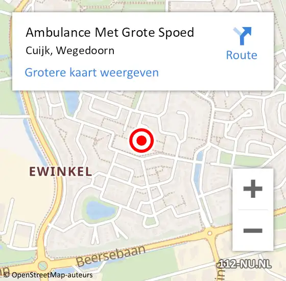 Locatie op kaart van de 112 melding: Ambulance Met Grote Spoed Naar Cuijk, Wegedoorn op 18 augustus 2021 04:14
