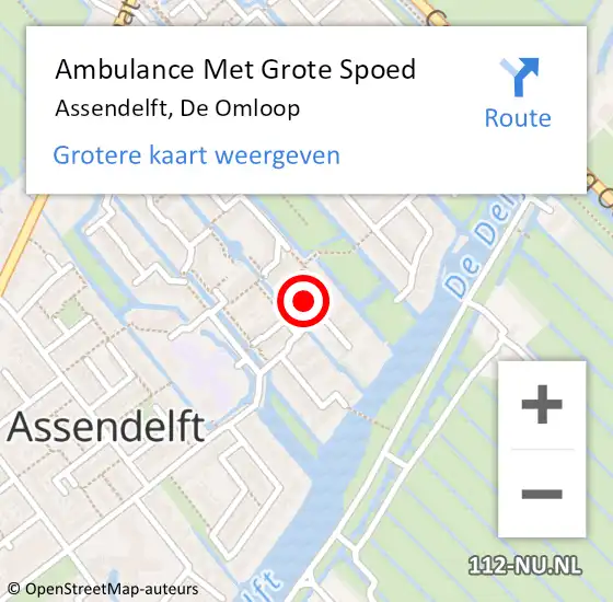 Locatie op kaart van de 112 melding: Ambulance Met Grote Spoed Naar Assendelft, De Omloop op 18 augustus 2021 08:10