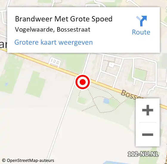 Locatie op kaart van de 112 melding: Brandweer Met Grote Spoed Naar Vogelwaarde, Bossestraat op 18 augustus 2021 08:40