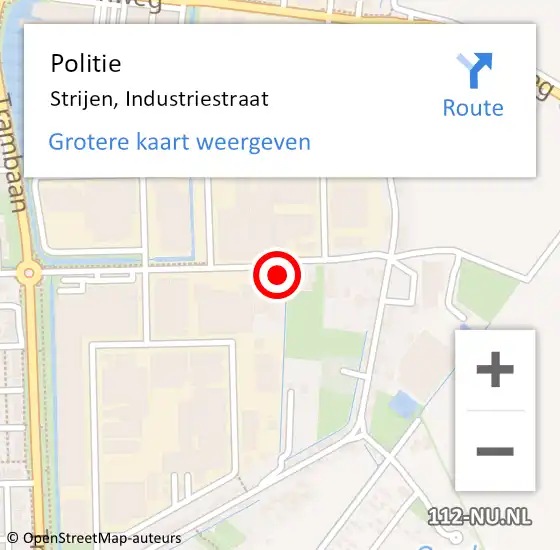 Locatie op kaart van de 112 melding: Politie Strijen, Industriestraat op 18 augustus 2021 09:06