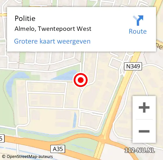 Locatie op kaart van de 112 melding: Politie Almelo, Twentepoort West op 18 augustus 2021 11:15