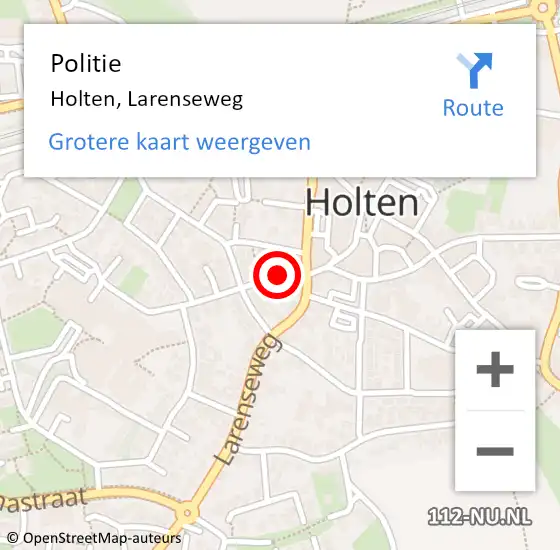 Locatie op kaart van de 112 melding: Politie Holten, Larenseweg op 18 augustus 2021 14:10