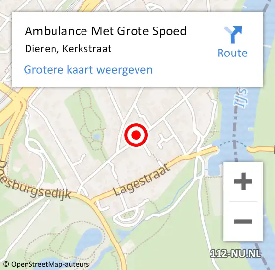 Locatie op kaart van de 112 melding: Ambulance Met Grote Spoed Naar Dieren, Kerkstraat op 18 augustus 2021 15:16